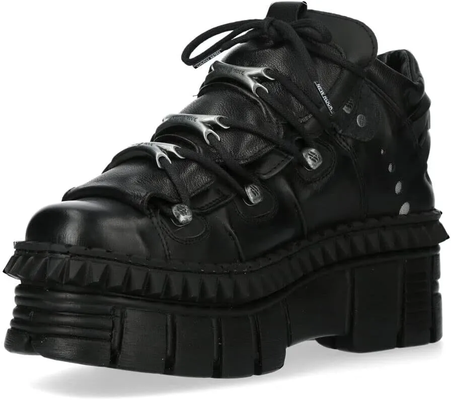 New Rock WALL106-S13 Mens Black Leather Platform Punk Boots