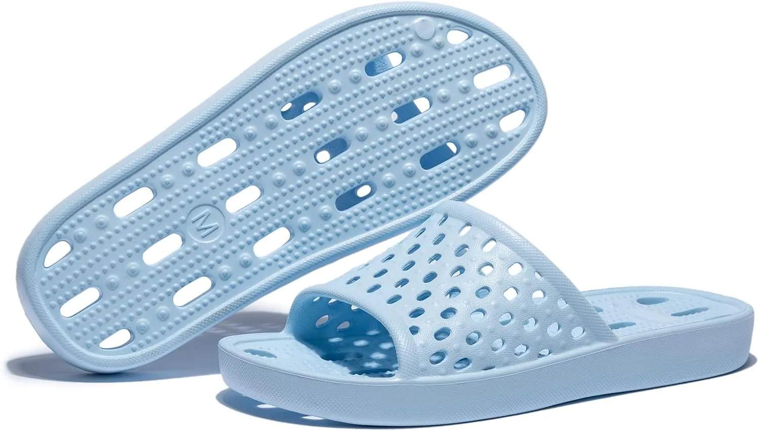 NewDenBer Bathroom Shower Shoes for Women and Men Non-Slip Quick Drying Beach Pool Shower Slides Sandals with Drain Holes
