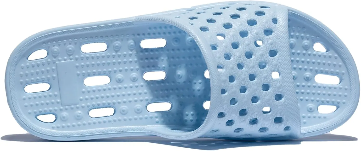 NewDenBer Bathroom Shower Shoes for Women and Men Non-Slip Quick Drying Beach Pool Shower Slides Sandals with Drain Holes