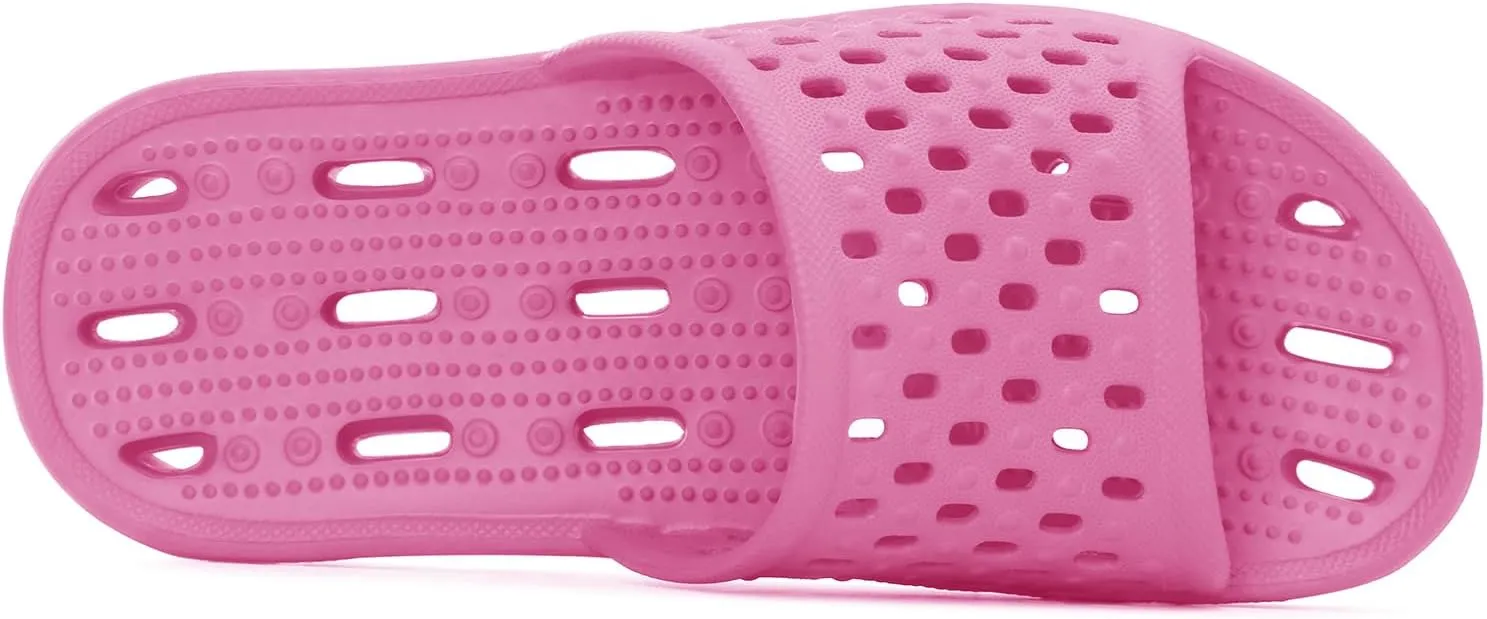 NewDenBer Bathroom Shower Shoes for Women and Men Non-Slip Quick Drying Beach Pool Shower Slides Sandals with Drain Holes
