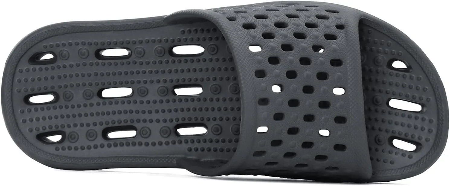 NewDenBer Bathroom Shower Shoes for Women and Men Non-Slip Quick Drying Beach Pool Shower Slides Sandals with Drain Holes
