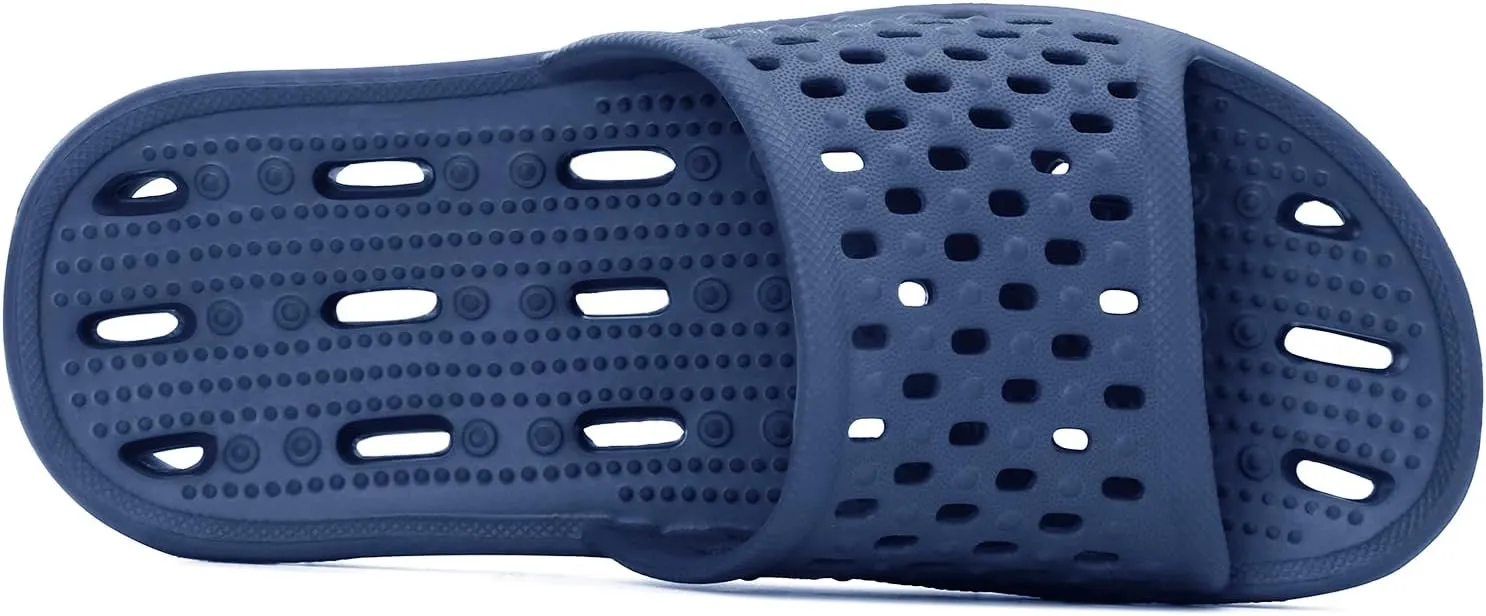 NewDenBer Bathroom Shower Shoes for Women and Men Non-Slip Quick Drying Beach Pool Shower Slides Sandals with Drain Holes