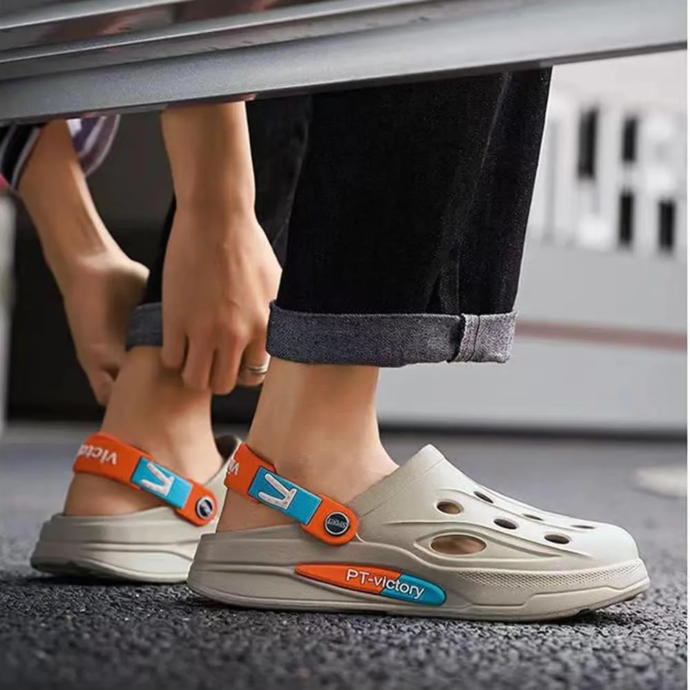 Newly Fashion EVA Men‘s Slippers with Non Slip Shoelace, Quick-drying Closed-toe styles Sandals for Indoor Outdoor Walking Summer Beach Slides
