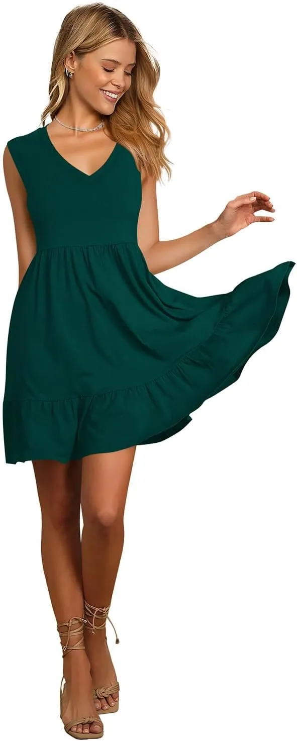 Nova In Sky Womens Summer Dress Short Sleeve Casual T Shirt Dresses 2025 Flowy Beach V-Neck Sundresses with Pockets