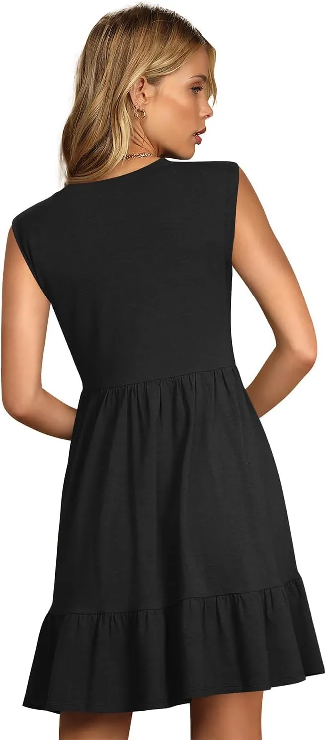 Nova In Sky Womens Summer Dress Short Sleeve Casual T Shirt Dresses 2025 Flowy Beach V-Neck Sundresses with Pockets