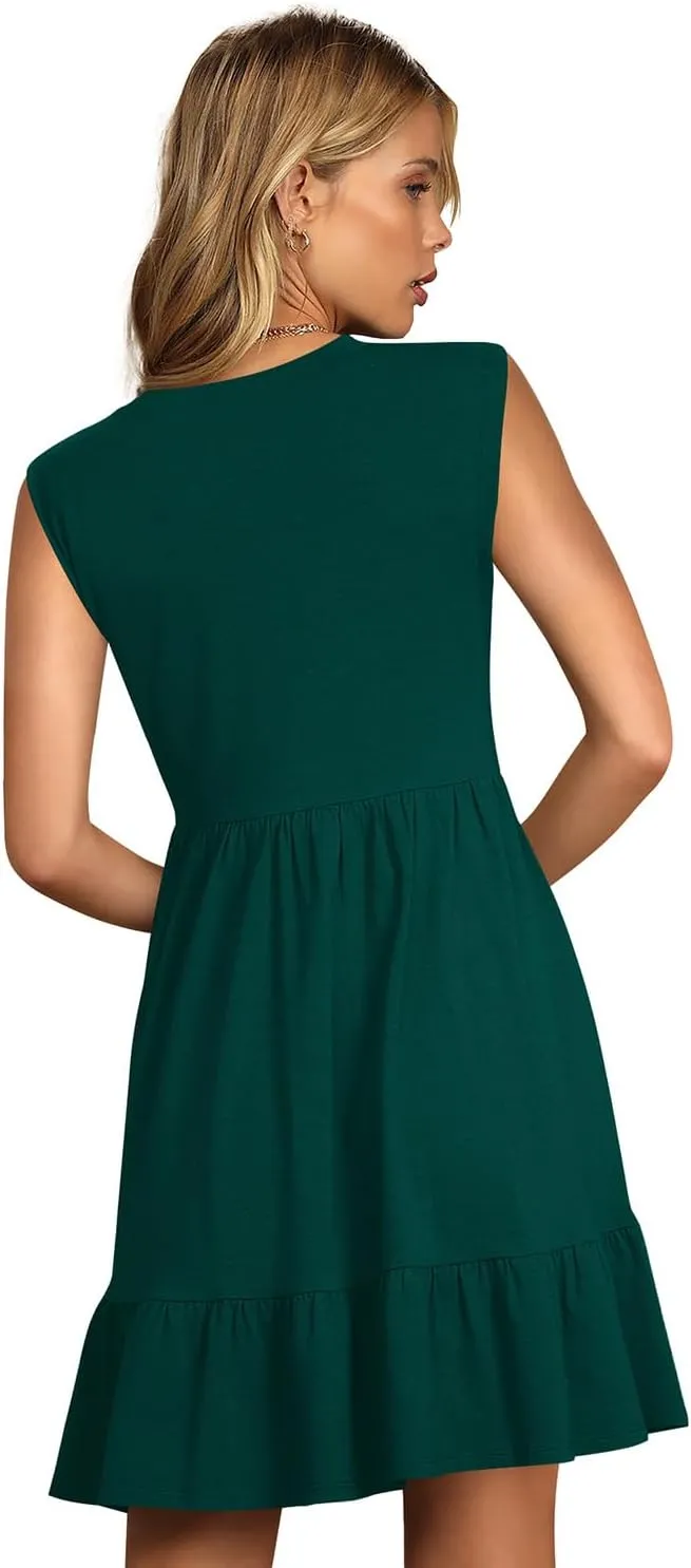 Nova In Sky Womens Summer Dress Short Sleeve Casual T Shirt Dresses 2025 Flowy Beach V-Neck Sundresses with Pockets
