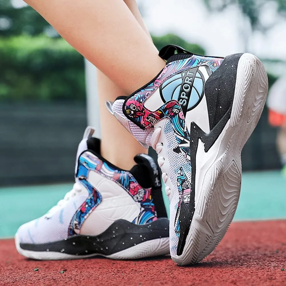 NP Boys Basketball Shoes Kids High-Top Sneakers Basketball Trainers Non-Slip Sports Shoes for Boys Indoor and Outdoor (Little Kid/Big Kid)