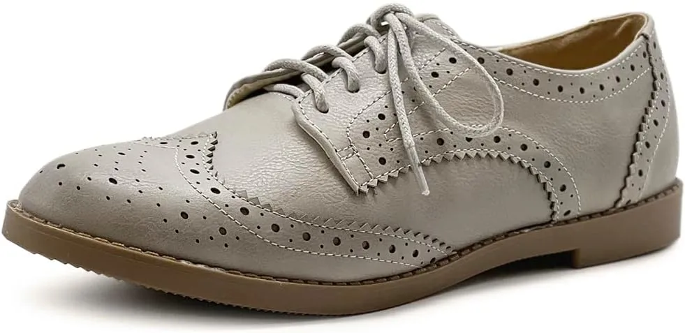 Ollio Women's Flats Shoes Wingtip Lace Up Oxfords