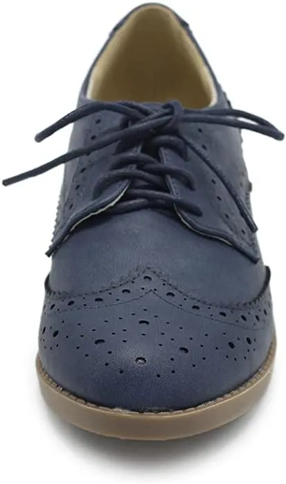 Ollio Women's Flats Shoes Wingtip Lace Up Oxfords