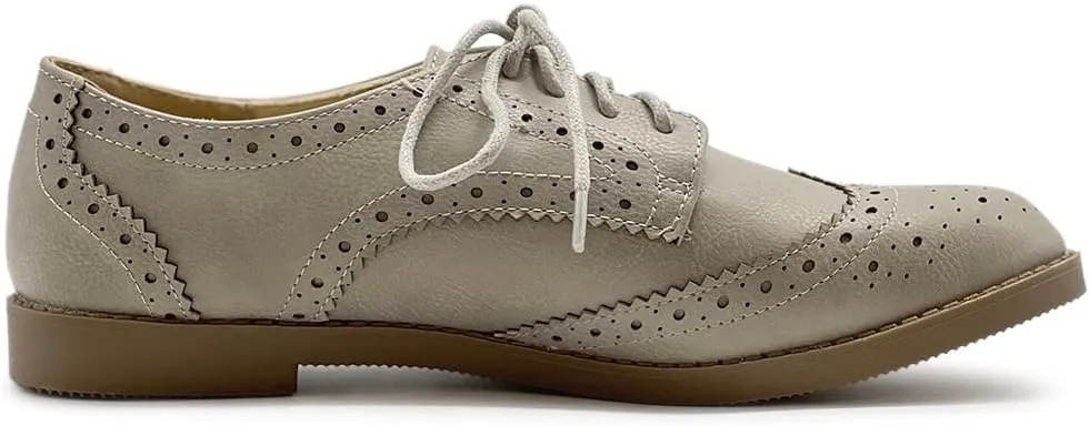 Ollio Women's Flats Shoes Wingtip Lace Up Oxfords