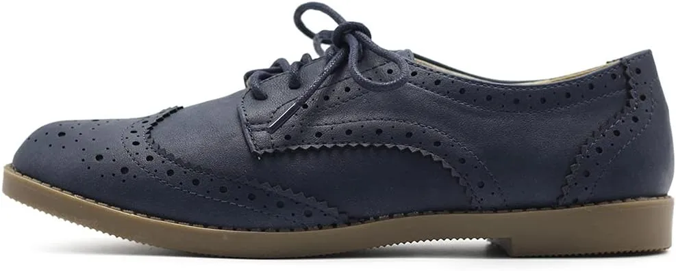 Ollio Women's Flats Shoes Wingtip Lace Up Oxfords