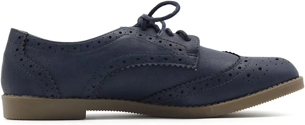 Ollio Women's Flats Shoes Wingtip Lace Up Oxfords