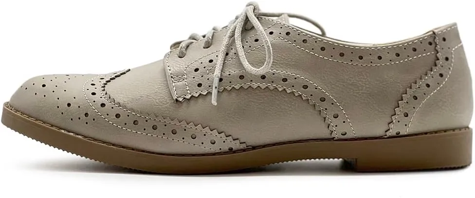 Ollio Women's Flats Shoes Wingtip Lace Up Oxfords