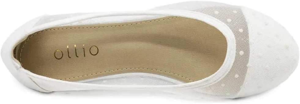 Ollio Women's Shoes Dots or Floral Lace Breathable Round Toe Ballet Flats F123-124