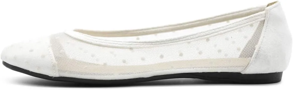 Ollio Women's Shoes Dots or Floral Lace Breathable Round Toe Ballet Flats F123-124