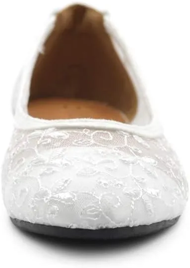 Ollio Women's Shoes Dots or Floral Lace Breathable Round Toe Ballet Flats F123-124