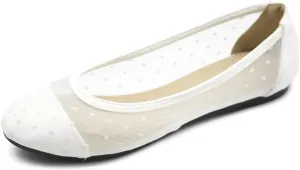 Ollio Women's Shoes Dots or Floral Lace Breathable Round Toe Ballet Flats F123-124