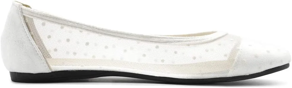Ollio Women's Shoes Dots or Floral Lace Breathable Round Toe Ballet Flats F123-124