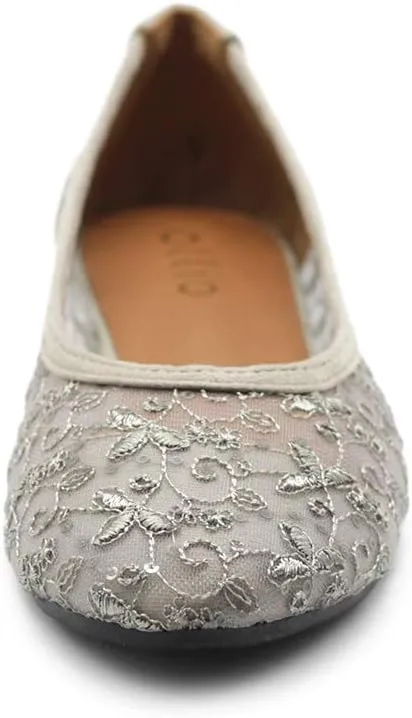 Ollio Women's Shoes Dots or Floral Lace Breathable Round Toe Ballet Flats F123-124