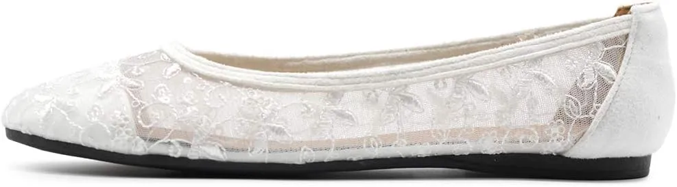 Ollio Women's Shoes Dots or Floral Lace Breathable Round Toe Ballet Flats F123-124