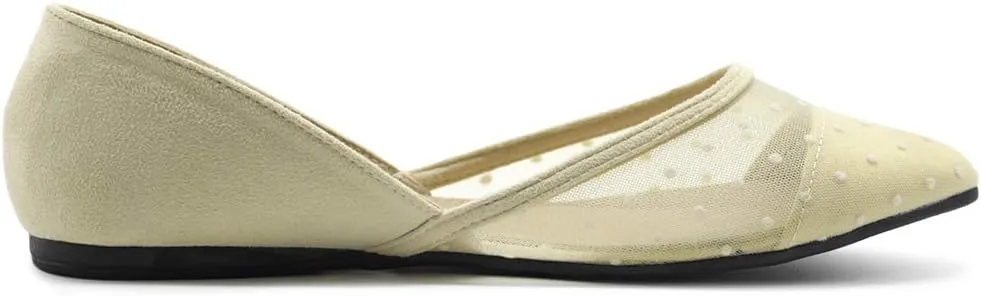 Ollio Women's Shoes Faux Suede Floral Mesh Lace Breathables Pointed Toe Ballet Flats F90