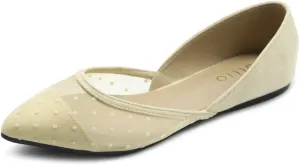 Ollio Women's Shoes Faux Suede Floral Mesh Lace Breathables Pointed Toe Ballet Flats F90