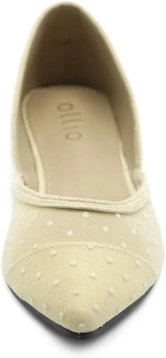 Ollio Women's Shoes Faux Suede Floral Mesh Lace Breathables Pointed Toe Ballet Flats F90