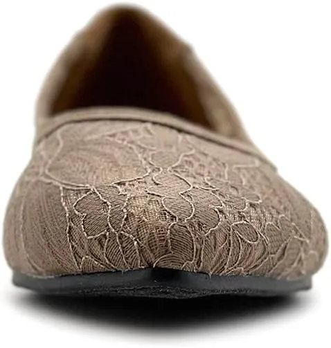 Ollio Women's Shoes Floral Lace Breathables Pointed Toe Ballet Flats F207