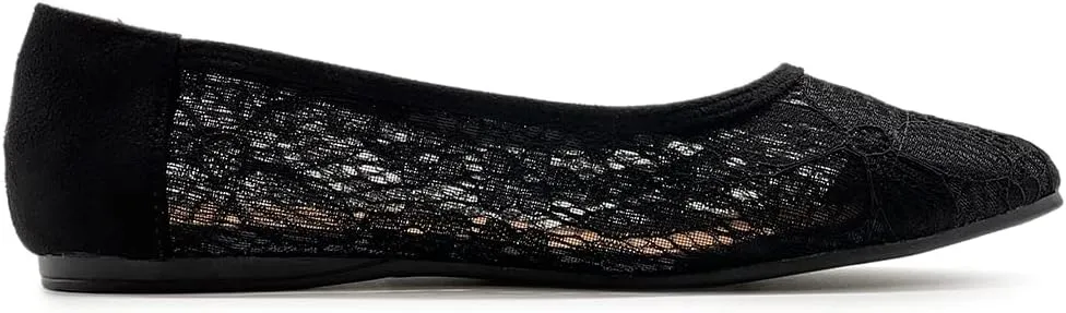 Ollio Women's Shoes Floral Lace Breathables Pointed Toe Ballet Flats F207
