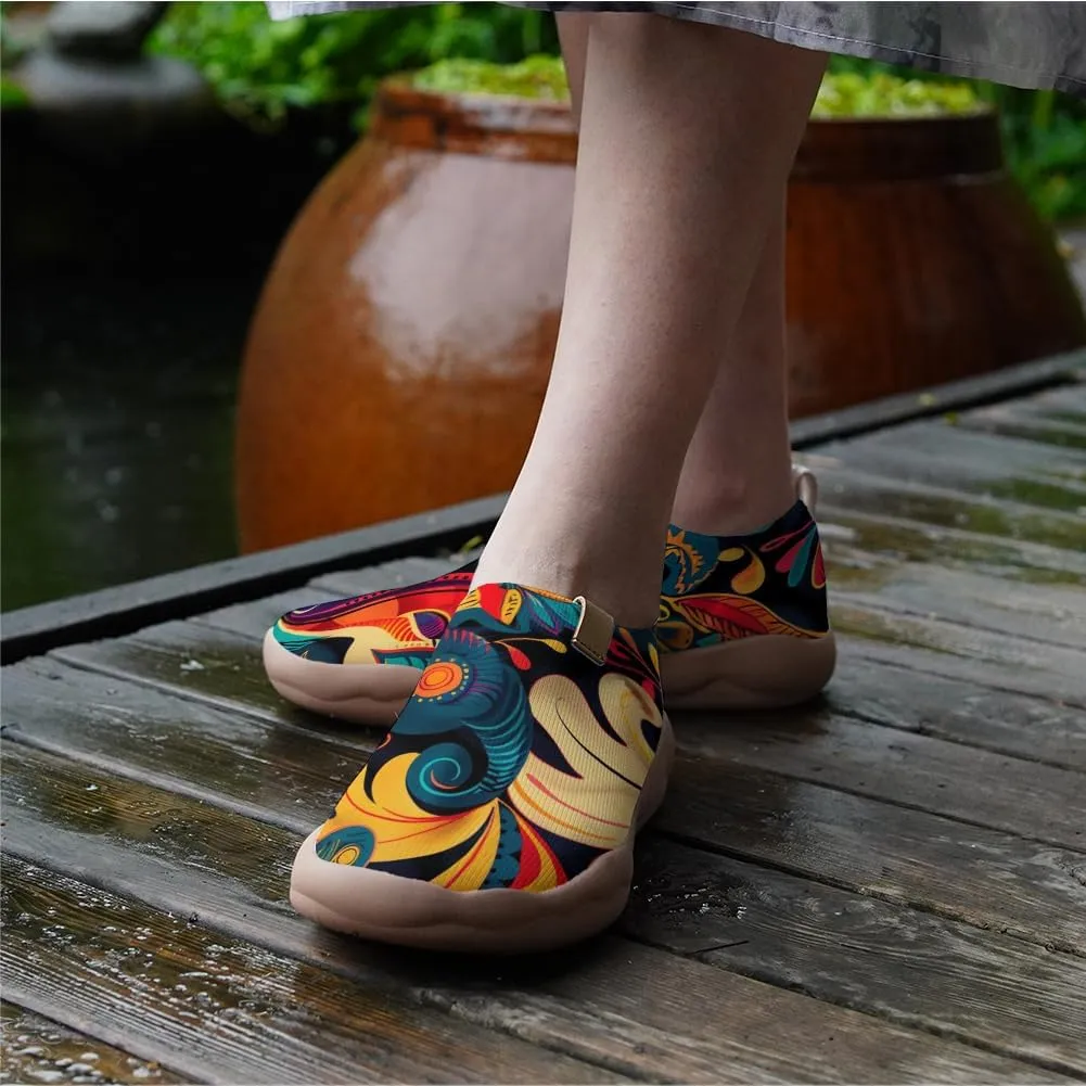 Onehorse Women's Casual Travel Shoes Paisley Painted Breathable Sock Slip-Ons Loafers Knit Tennis Sneakers