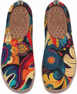 Onehorse Women's Casual Travel Shoes Paisley Painted Breathable Sock Slip-Ons Loafers Knit Tennis Sneakers