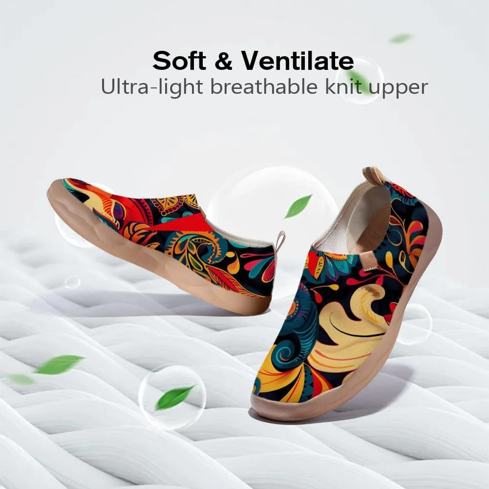 Onehorse Women's Casual Travel Shoes Paisley Painted Breathable Sock Slip-Ons Loafers Knit Tennis Sneakers