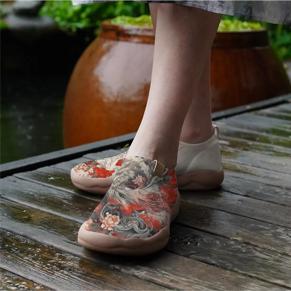 Onehorse Women's Painted Travel Shoes Breathable Knitted Mesh Loafers Slip-On Lightweight Fashion Sneakers
