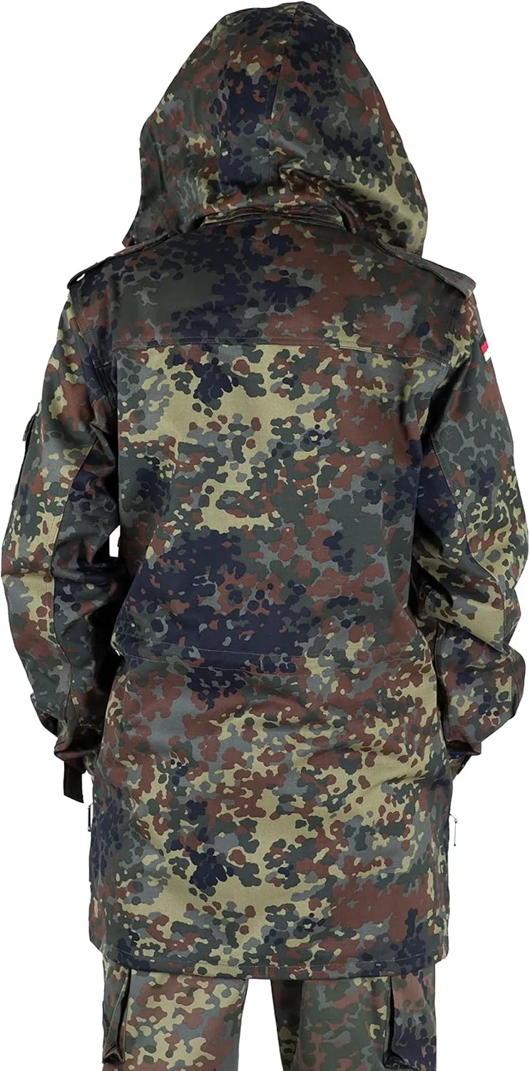 Original German Army Field Jacket Military Issue Hooded Parka Flecktarn Camouflage Combat
