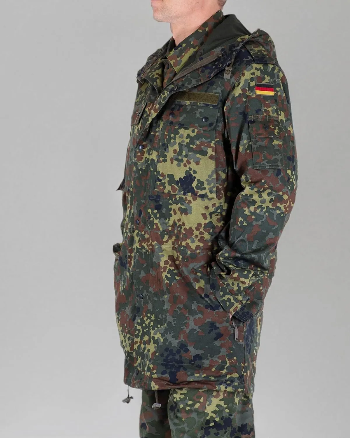 Original German Army Field Jacket Military Issue Hooded Parka Flecktarn Camouflage Combat