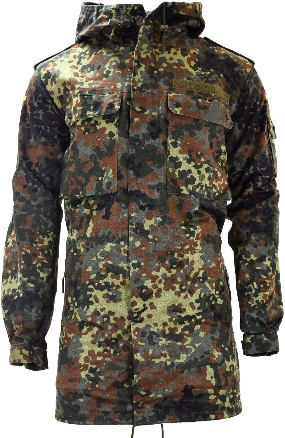 Original German Army Field Jacket Military Issue Hooded Parka Flecktarn Camouflage Combat