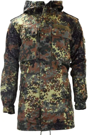 Original German Army Field Jacket Military Issue Hooded Parka Flecktarn Camouflage Combat