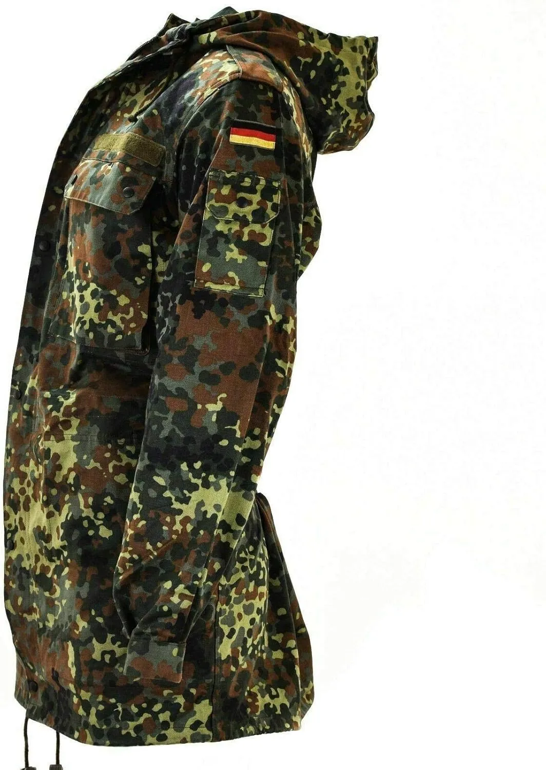 Original German Army Field Jacket Military Issue Hooded Parka Flecktarn Camouflage Combat