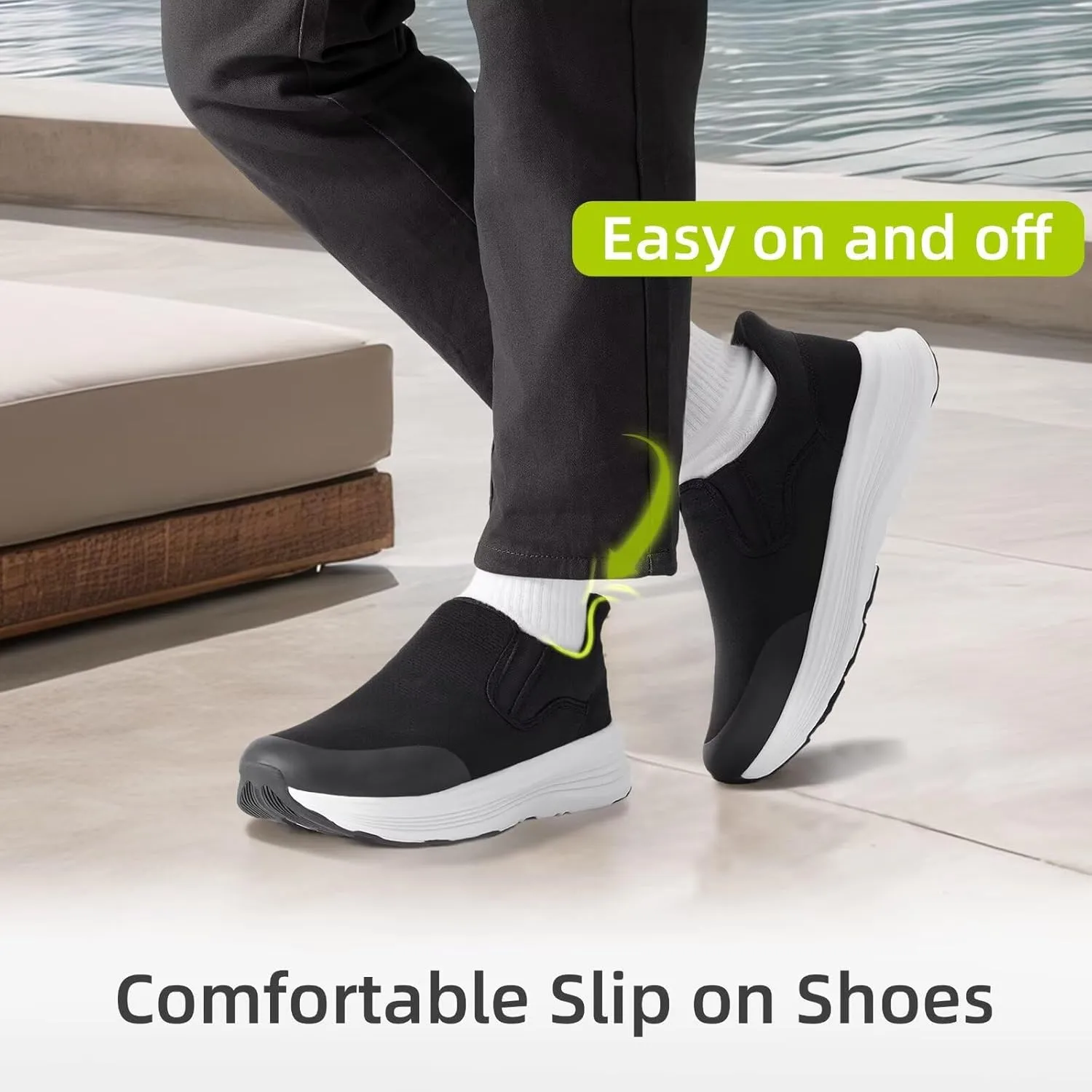 OrthoComfoot Men's Orthopedic Slip On Loafers: Comfortable Casual Arch Support Plantar Fasciitis Walking Shoes, Standing Work Orthotic Thick Sole Shoes for Foot and Heel Pain Relief