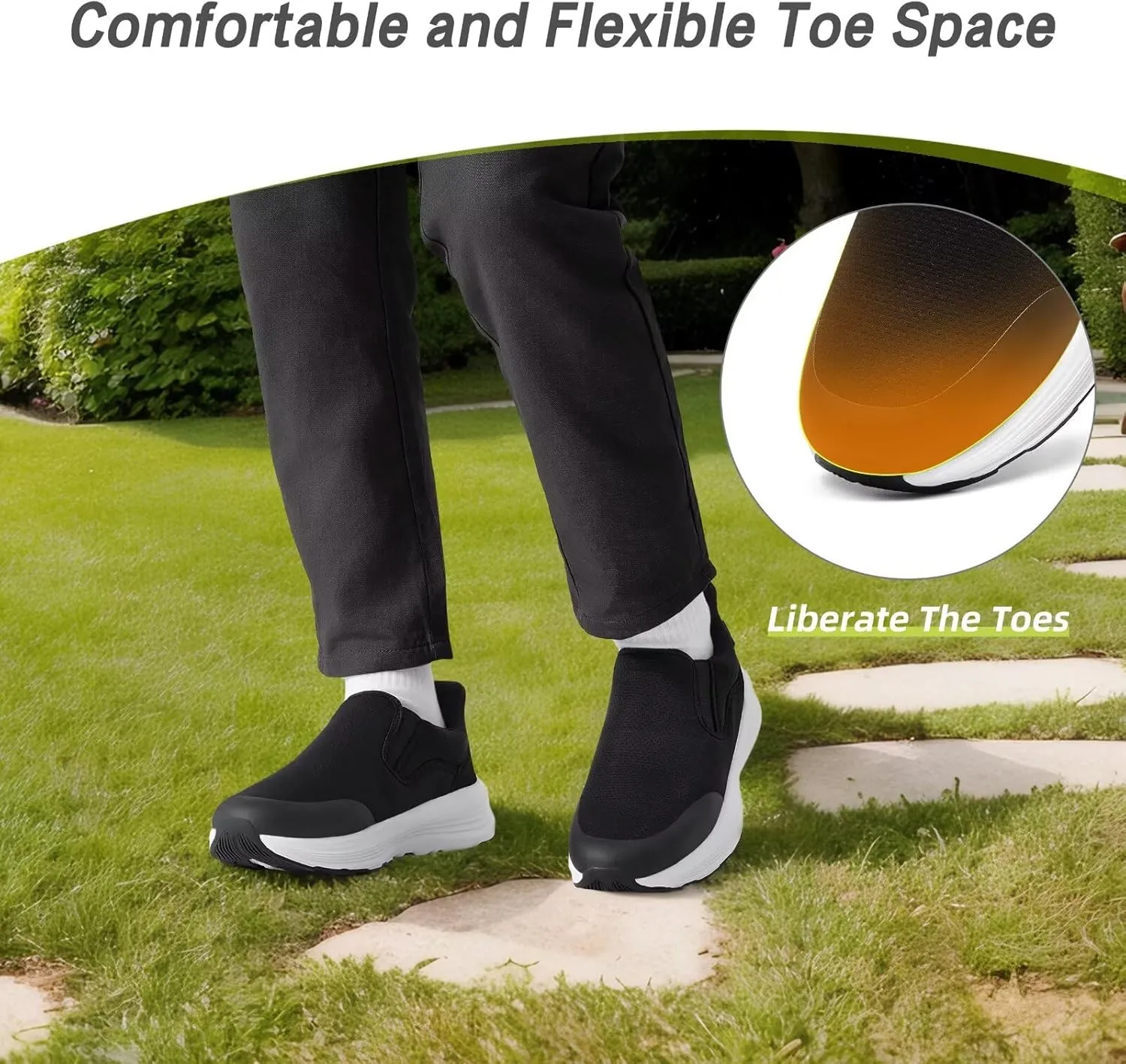 OrthoComfoot Men's Orthopedic Slip On Loafers: Comfortable Casual Arch Support Plantar Fasciitis Walking Shoes, Standing Work Orthotic Thick Sole Shoes for Foot and Heel Pain Relief