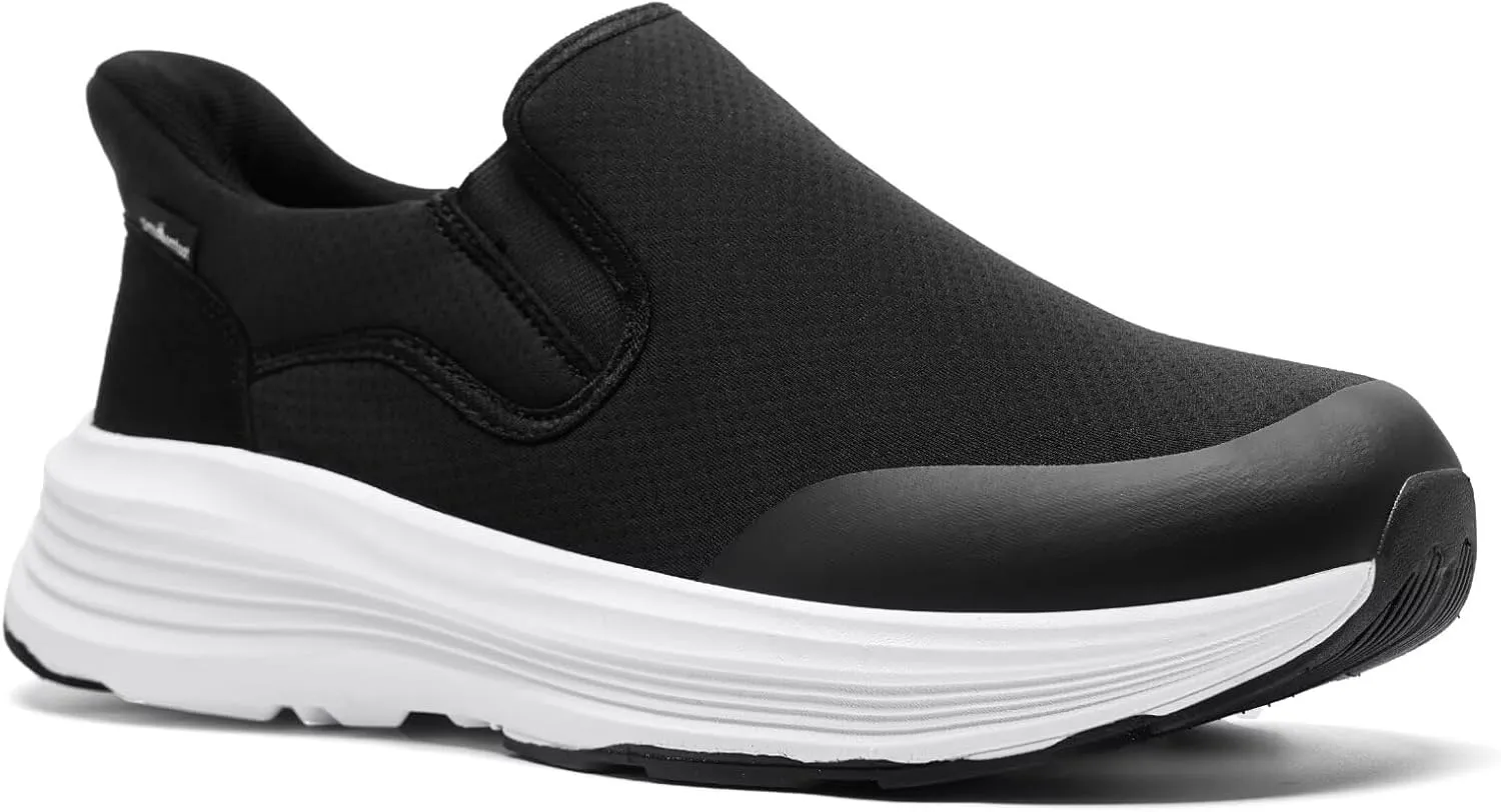 OrthoComfoot Men's Orthopedic Slip On Loafers: Comfortable Casual Arch Support Plantar Fasciitis Walking Shoes, Standing Work Orthotic Thick Sole Shoes for Foot and Heel Pain Relief