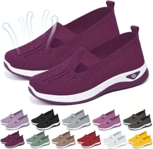 Orthopedic Shoes for Women Mesh Walking Shoes Breathable Non-Slip Slip On Loafers Lightweight Memory Foam Flat Sneakers