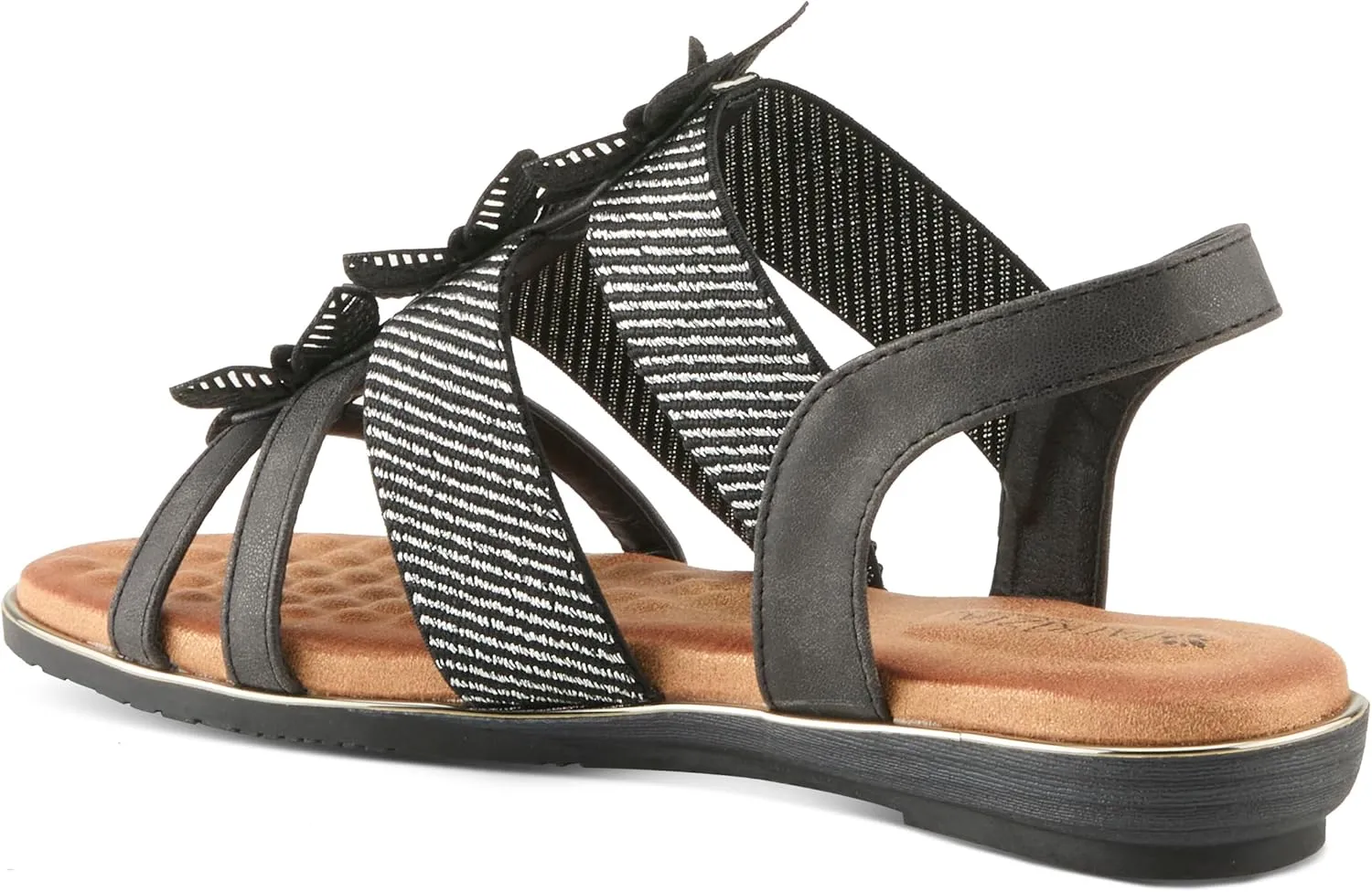 PATRIZIA Women's OMANA Slip-On Gladiator Sandals - Laser-Cut Floral Design, Padded Insole, Metallic Elastic Bands