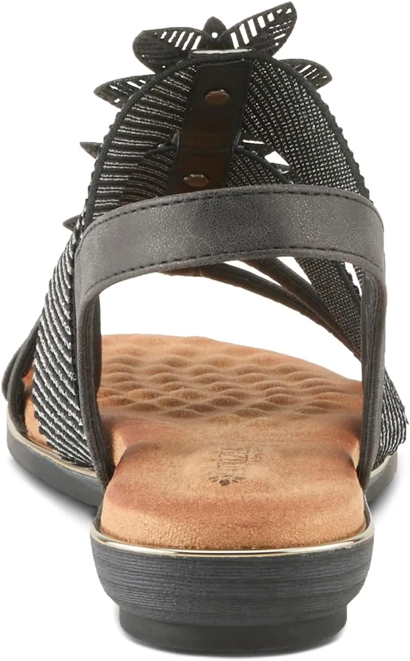 PATRIZIA Women's OMANA Slip-On Gladiator Sandals - Laser-Cut Floral Design, Padded Insole, Metallic Elastic Bands