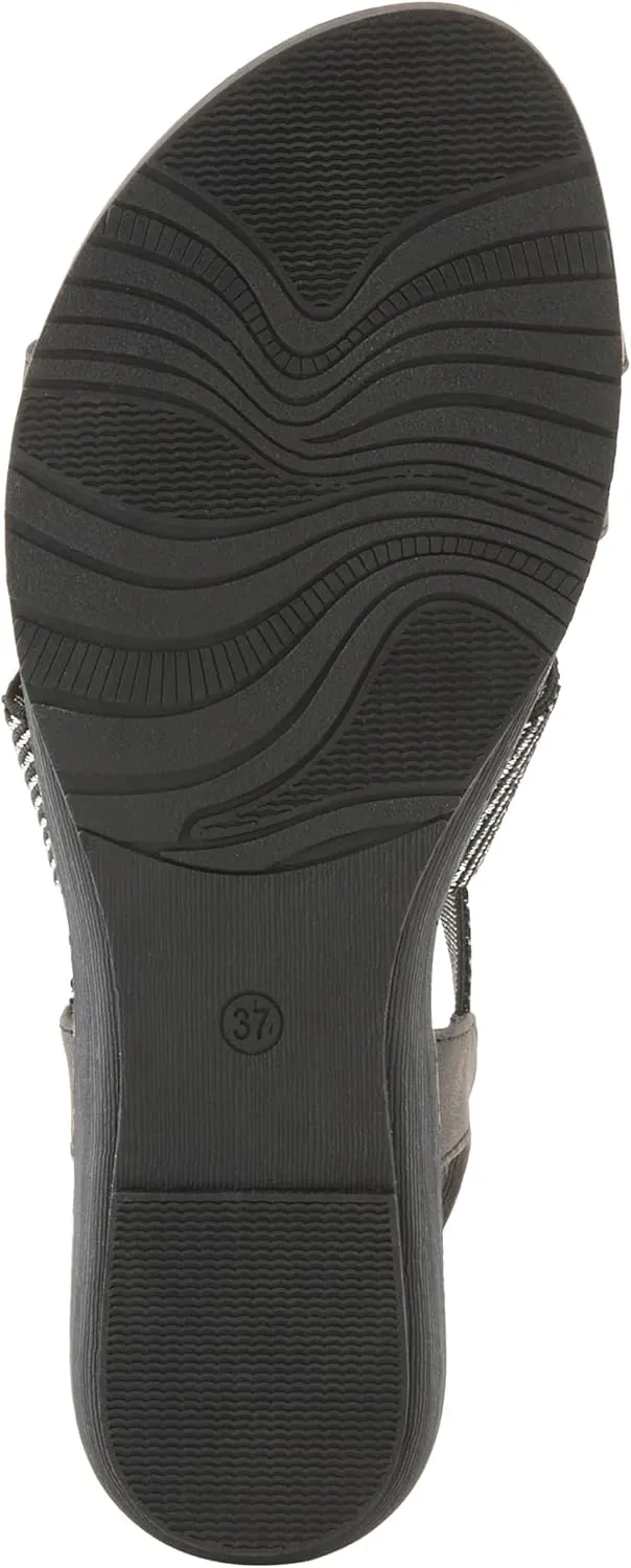 PATRIZIA Women's OMANA Slip-On Gladiator Sandals - Laser-Cut Floral Design, Padded Insole, Metallic Elastic Bands