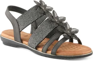 PATRIZIA Women's OMANA Slip-On Gladiator Sandals - Laser-Cut Floral Design, Padded Insole, Metallic Elastic Bands