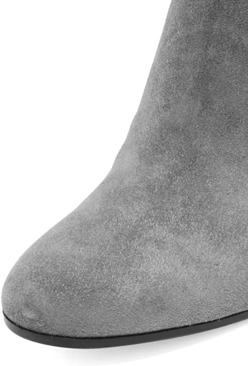 Pazzion Women Classy Closed Rounded Toe Ankle Boots Smooth Side Zippers High Block Heel Ladies Booties Comfy Office Daily Shoes Size 4-16 US