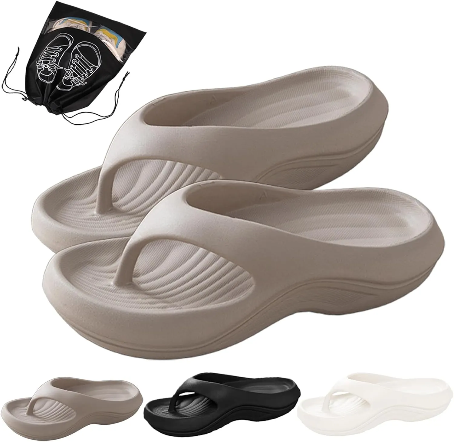 Pillow Arch Support Flip Flops, Plantar Fasciitis Flip Flops, Non-Slip Orthopedic Arch Support, Summer Beach Sandals