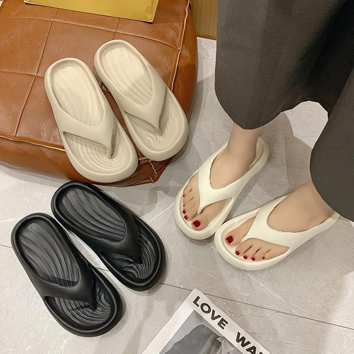 Pillow Arch Support Flip Flops, Plantar Fasciitis Flip Flops, Non-Slip Orthopedic Arch Support, Summer Beach Sandals