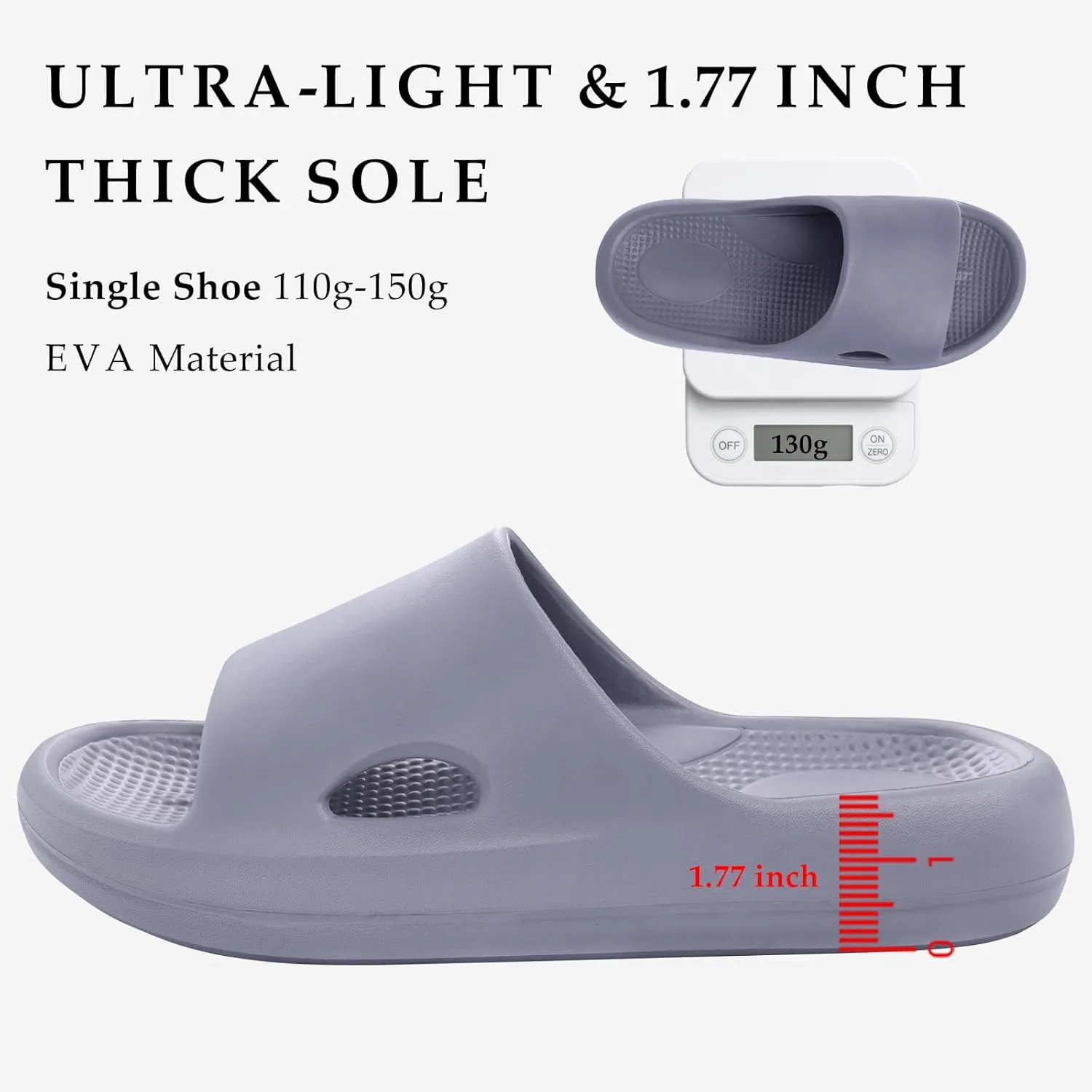 Pillow Slippers for Women and Men Indoor Cloud Sandals EVA Anti-Slip Slides Shoes Cushioned Thick Sole Shower Cloud Slippers Arch Support Men Sandals Super Soft House Pillow Slides